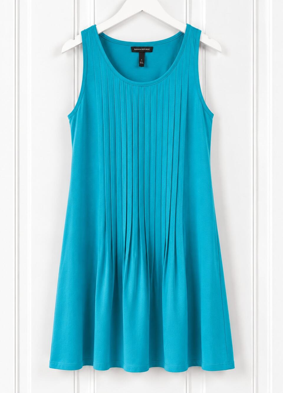 Lauren Ralph Lauren Dress Womens 14 Turquoise Blue Pintuck Sleeveless Pockets